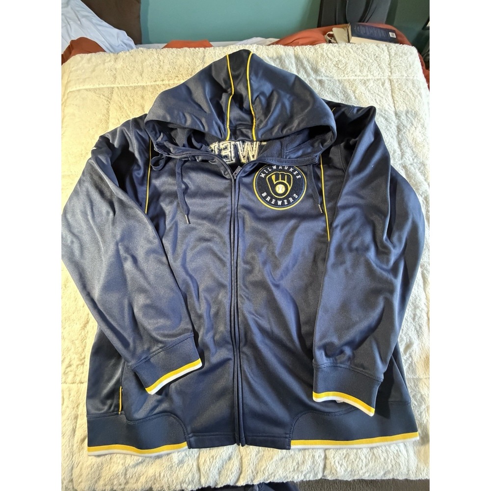 Stitches Milwaukee Brewers Jacket Men's 2 XL Navy Blue
